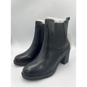 MaxMuxun Womens Black‎ Chelsea Ankle Boots Block Heel Round Toe Size 9 NEW